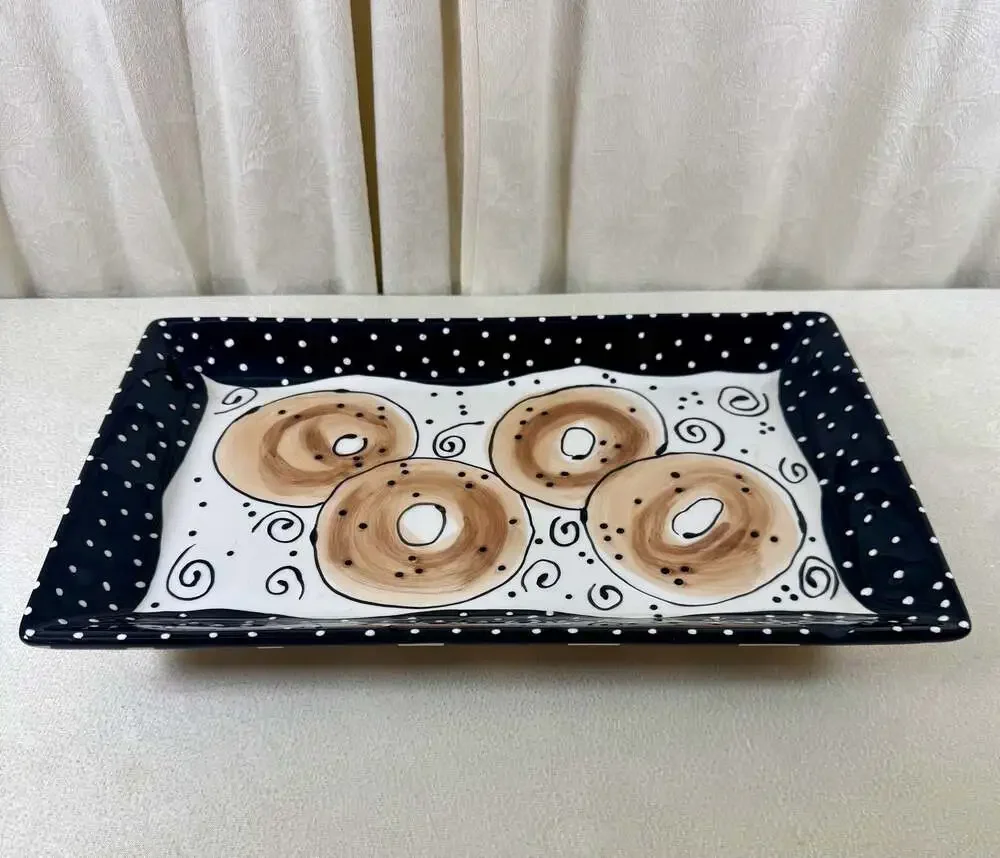 With Love-  Lotus Ceramic Bagel Serving Tray, see description *